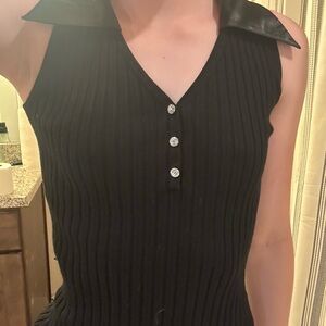 Black Belldini Top (vest) w/ Bedazzled Buttons